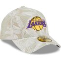 casquette-courbee-beige-ajustee-59forty-a-frame-leafy-palm-los-angeles-lakers-nba-new-era