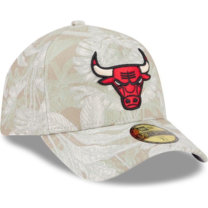 casquette-courbee-beige-ajustee-59forty-a-frame-leafy-palm-chicago-bulls-nba-new-era