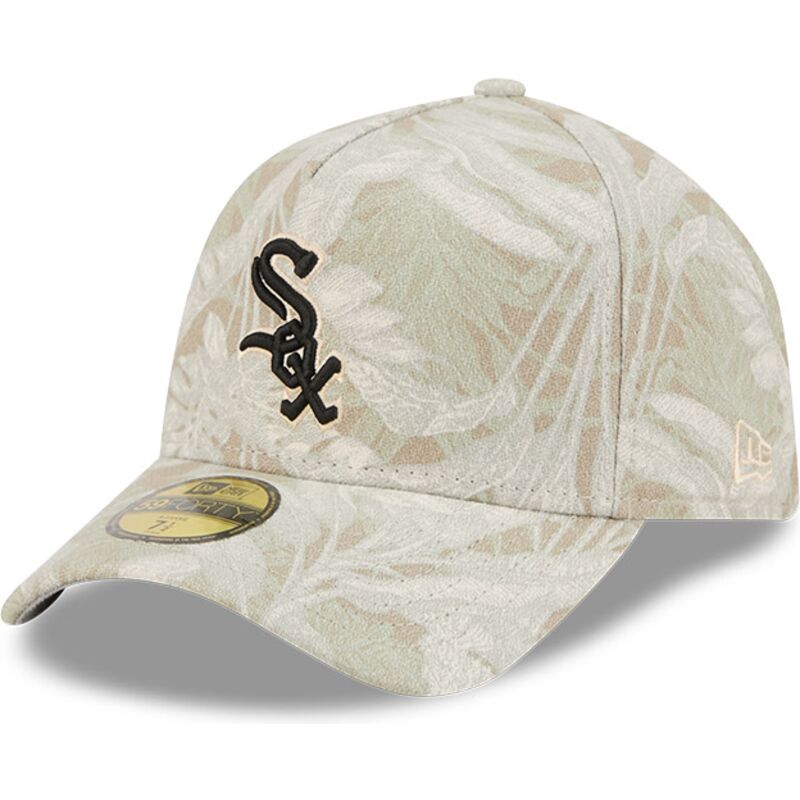 casquette-courbee-beige-ajustee-59forty-a-frame-leafy-palm-chicago-white-sox-mlb-new-era