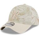casquette-courbee-beige-ajustable-9twenty-leafy-palm-new-york-yankees-mlb-new-era