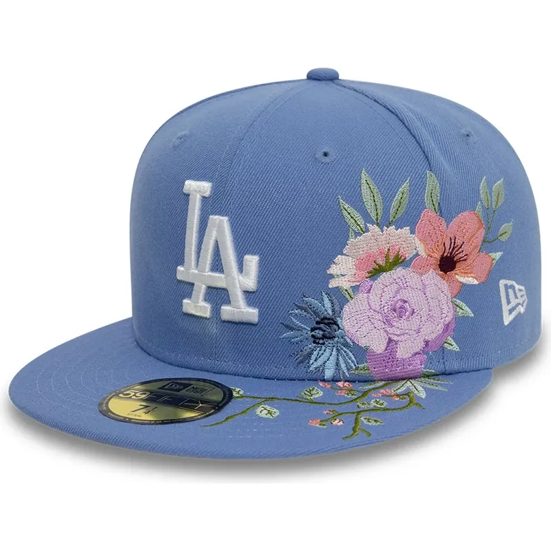 casquette-plate-bleue-ajustee-59fifty-floral-los-angeles-dodgers-mlb-new-era