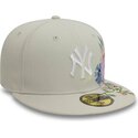 casquette-plate-beige-ajustee-59fifty-floral-new-york-yankees-mlb-new-era