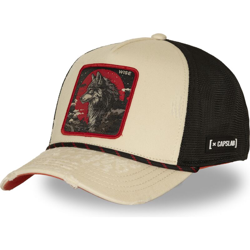 casquette-trucker-beige-et-noire-loup-wise-bea3-wisb-beasts-capslab