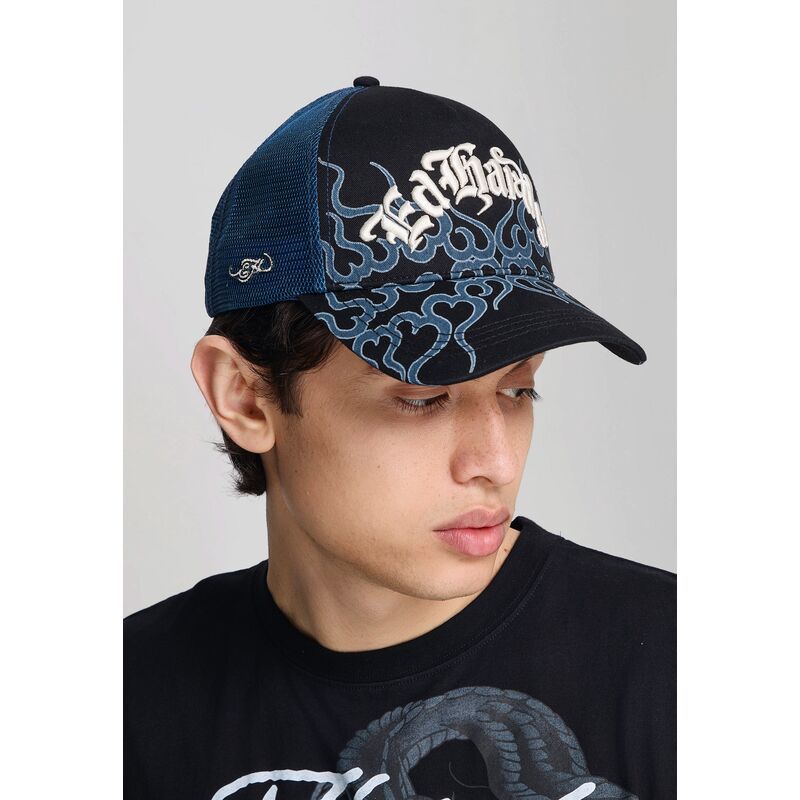 casquette-trucker-noire-flaming-ed-hardy