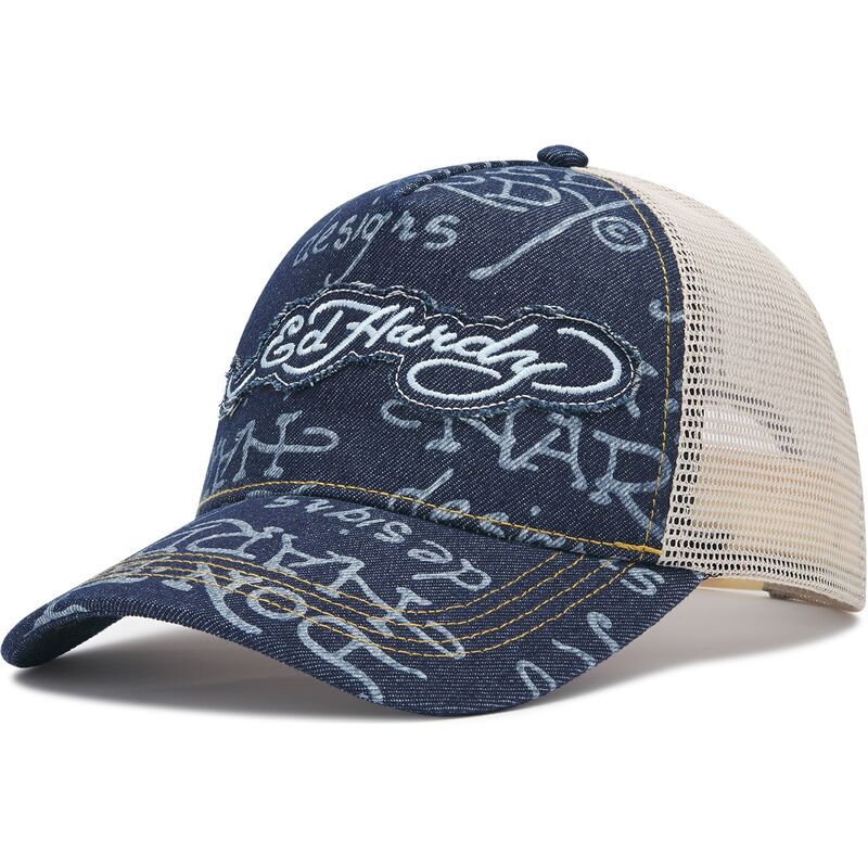casquette-trucker-bleue-marine-et-beige-don-denim-ed-hardy casquette-trucker-bleue-marine-et-beige-don-denim-ed-hardy