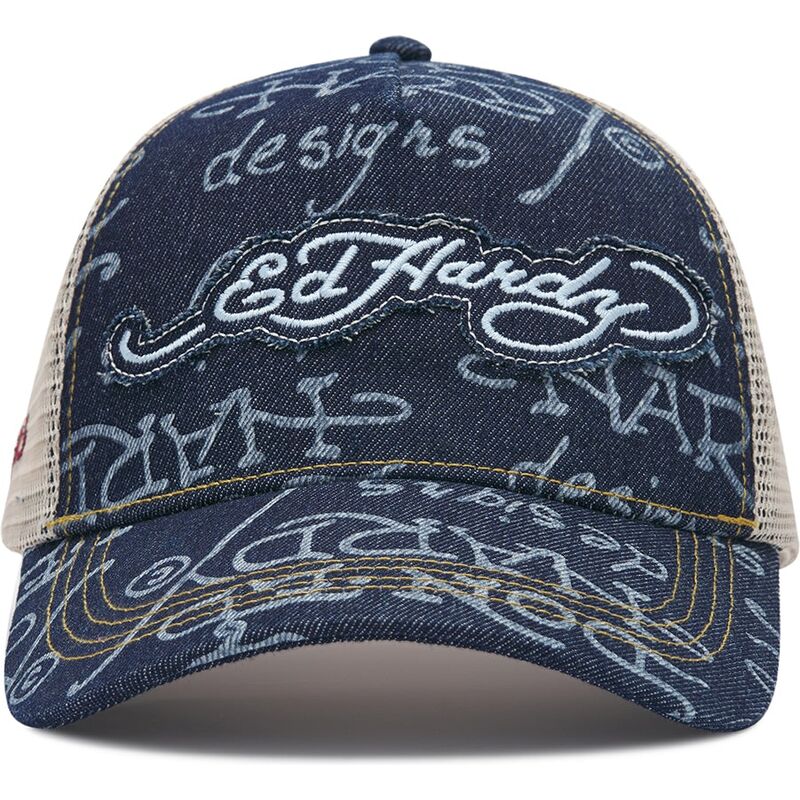 casquette-trucker-bleue-marine-et-beige-don-denim-ed-hardy casquette-trucker-bleue-marine-et-beige-don-denim-ed-hardy