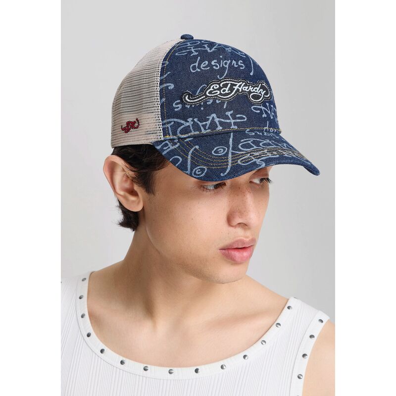 casquette-trucker-bleue-marine-et-beige-don-denim-ed-hardy casquette-trucker-bleue-marine-et-beige-don-denim-ed-hardy