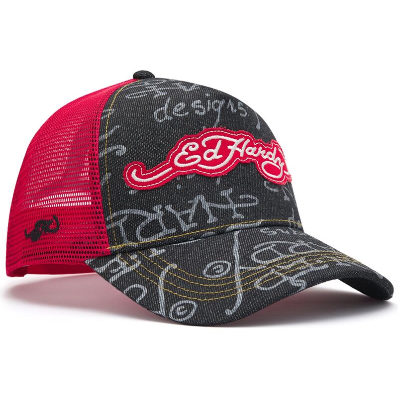 casquette-trucker-noire-et-rouge-don-denim-ed-hardy