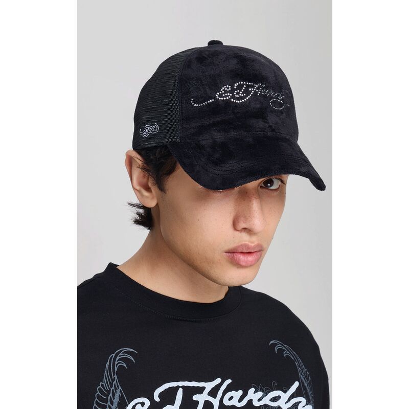 casquette-trucker-noire-core-silver-diamante-velour-ed-hardy