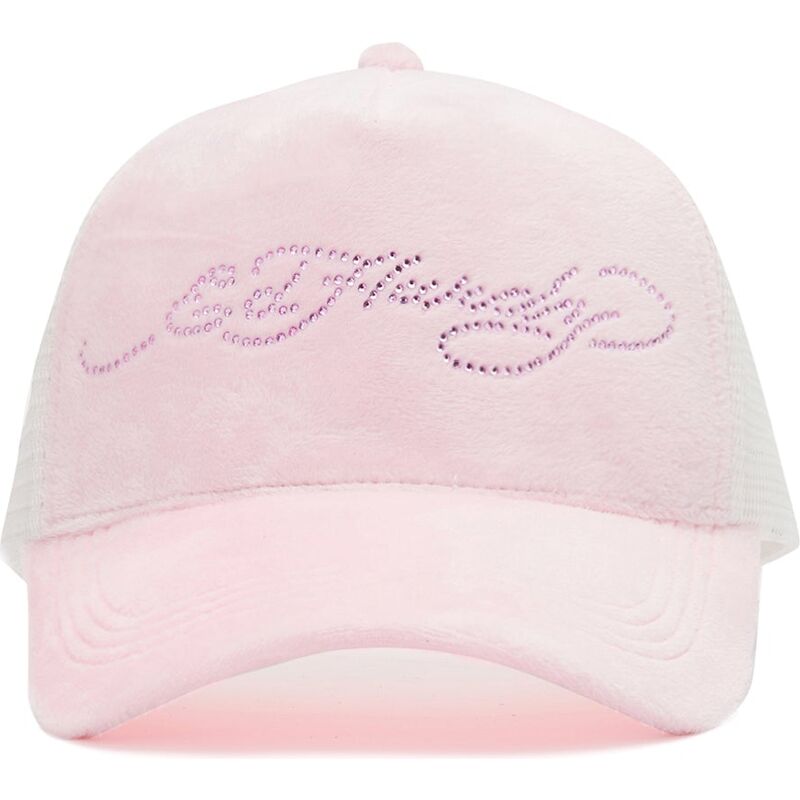 casquette-trucker-rose-et-blanche-diamante-velour-ed-hardy