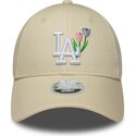 casquette-courbee-beige-ajustable-pour-femme-9forty-flower-icon-los-angeles-dodgers-mlb-new-era