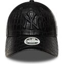 casquette-courbee-noire-ajustable-pour-femme-avec-logo-noir-9forty-pu-pattern-new-york-yankees-mlb-new-era