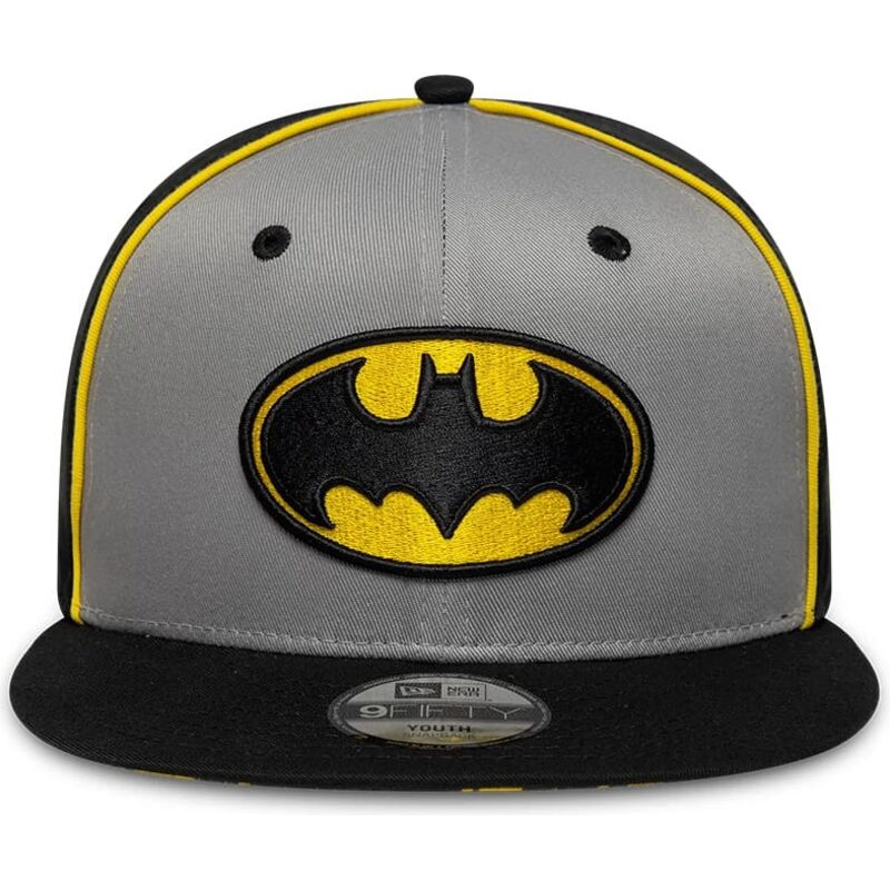 casquette-plate-grise-et-noire-snapback-pour-enfant-9fifty-piping-batman-dc-comics-new-era