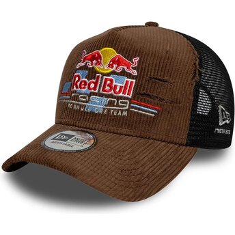 Casquette trucker marron et noire A Frame Distressed Cord Red Bull Racing Formula 1 New Era