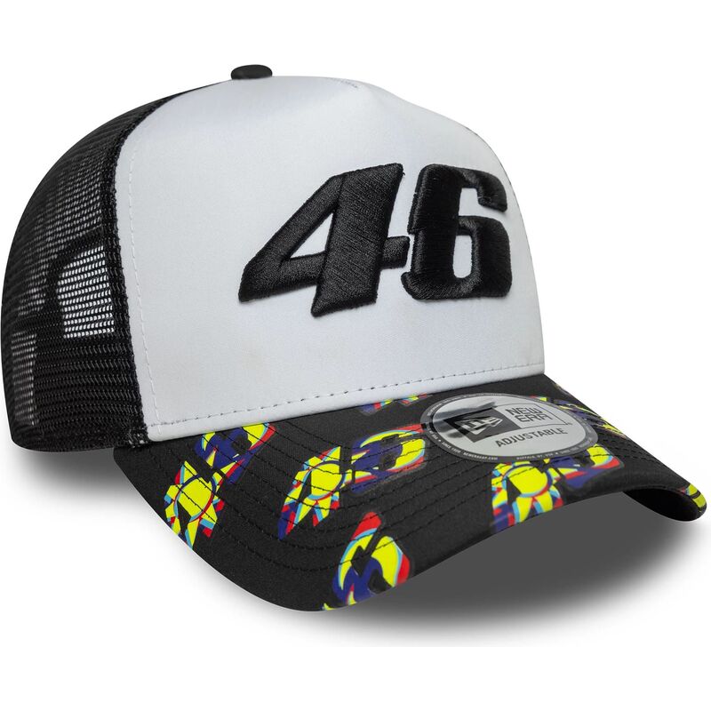 casquette-trucker-noire-et-blanche-e-frame-print-visor-valentino-rossi-vr46-motogp-new-era casquette-trucker-noire-et-blanche-e-frame-print-visor-valentino-rossi-vr46-motogp-new-era