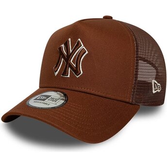 Casquette trucker marron avec logo marron E Frame Outline New York Yankees MLB New Era