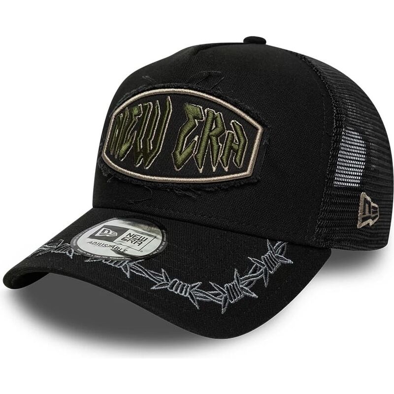 casquette-trucker-noire-e-frame-distressed-patch-new-era