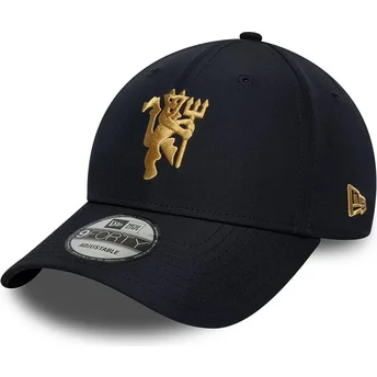 Casquette courbée bleue marine ajustable avec logo doré 9FORTY Manchester City Football Club Premier League New Era