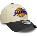 casquette-courbee-beige-et-noire-ajustable-9forty-colour-block-los-angeles-lakers-nba-new-era