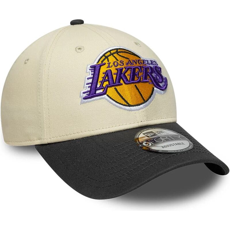 casquette-courbee-beige-et-noire-ajustable-9forty-colour-block-los-angeles-lakers-nba-new-era