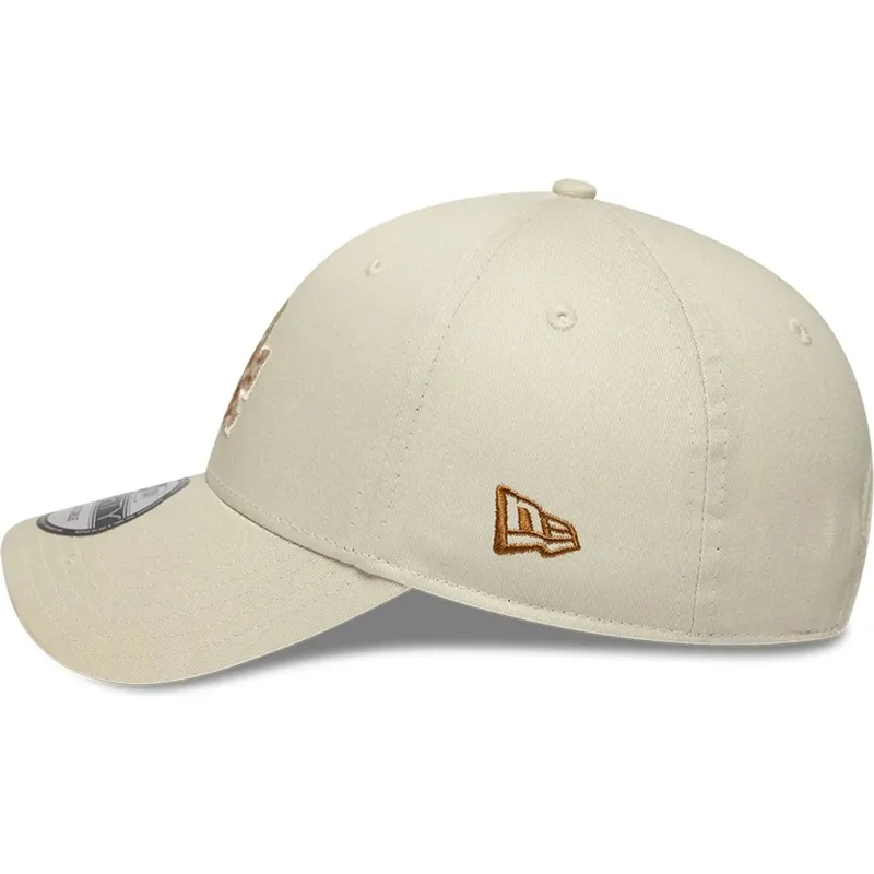casquette-courbee-beige-ajustable-avec-logo-marron-9forty-faux-pony-infill-los-angeles-dodgers-mlb-new-era