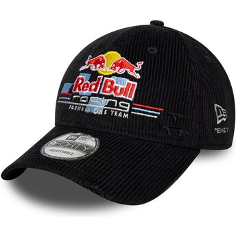 Casquette courbée noire ajustable 9FORTY Distressed Cord Red Bull Racing Formula 1 New Era