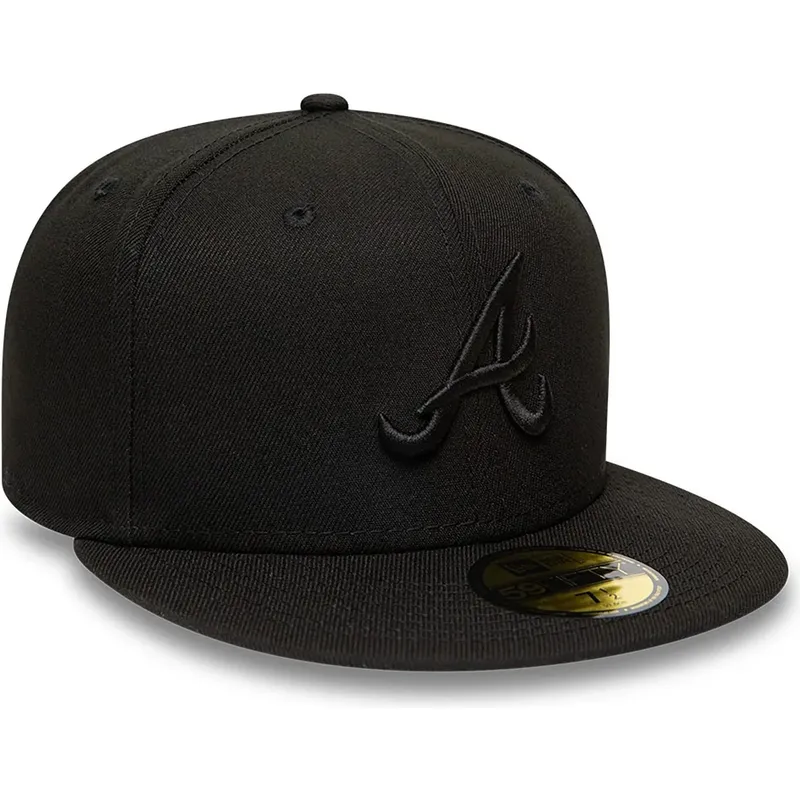 casquette-plate-noire-ajustee-avec-logo-noir-59fifty-atlanta-braves-mlb-new-era