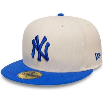 Casquette plate beige et bleue ajustée avec logo bleu 59FIFTY League Essential New York Yankees MLB New Era