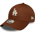 casquette-courbee-marron-ajustable-pour-femme-9forty-league-essential-midi-los-angeles-dodgers-mlb-new-era