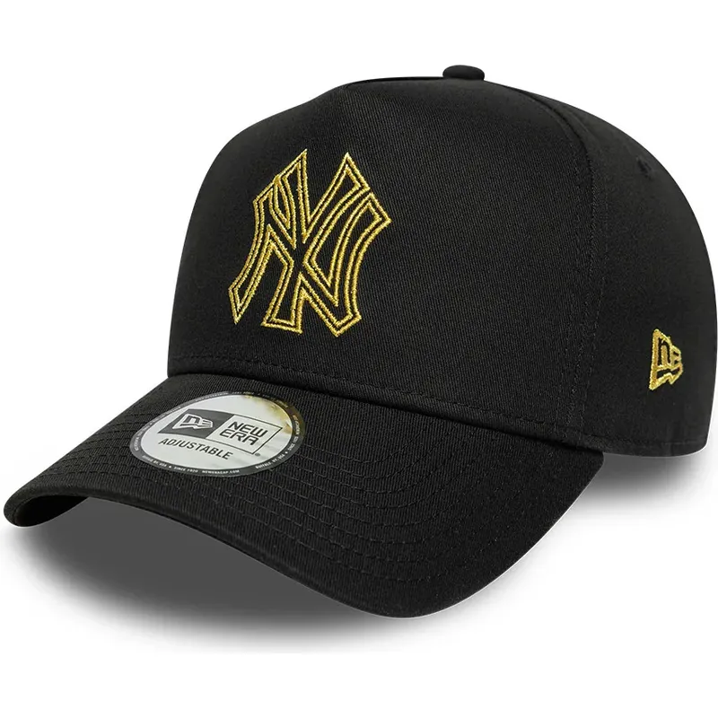 casquette-courbee-noire-snapback-avec-logo-dore-e-frame-metallic-outline-new-york-yankees-mlb-new-era casquette-courbee-noire-snapback-avec-logo-dore-e-frame-metallic-outline-new-york-yankees-mlb-new-era