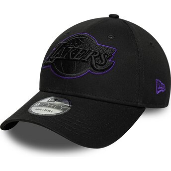 Casquette courbée noire ajustable avec logo violet 9FORTY Outline Los Angeles Lakers NBA New Era