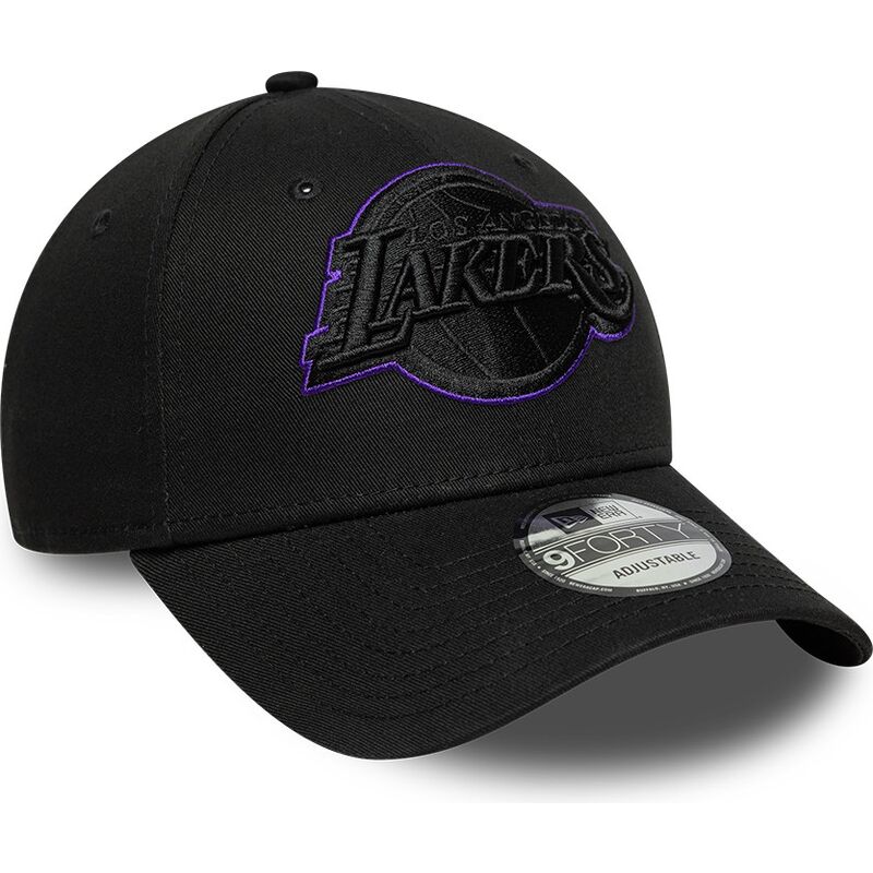 casquette-courbee-noire-ajustable-avec-logo-violet-9forty-outline-los-angeles-lakers-nba-new-era