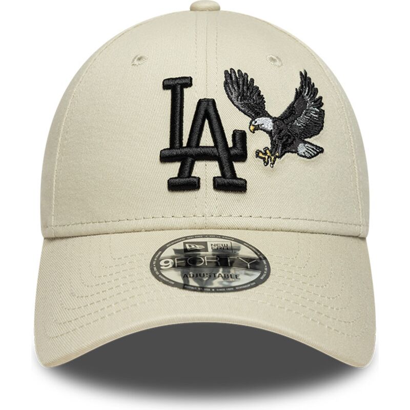 casquette-courbee-beige-ajustable-avec-logo-noir-9forty-outdoor-icon-los-angeles-dodgers-mlb-new-era