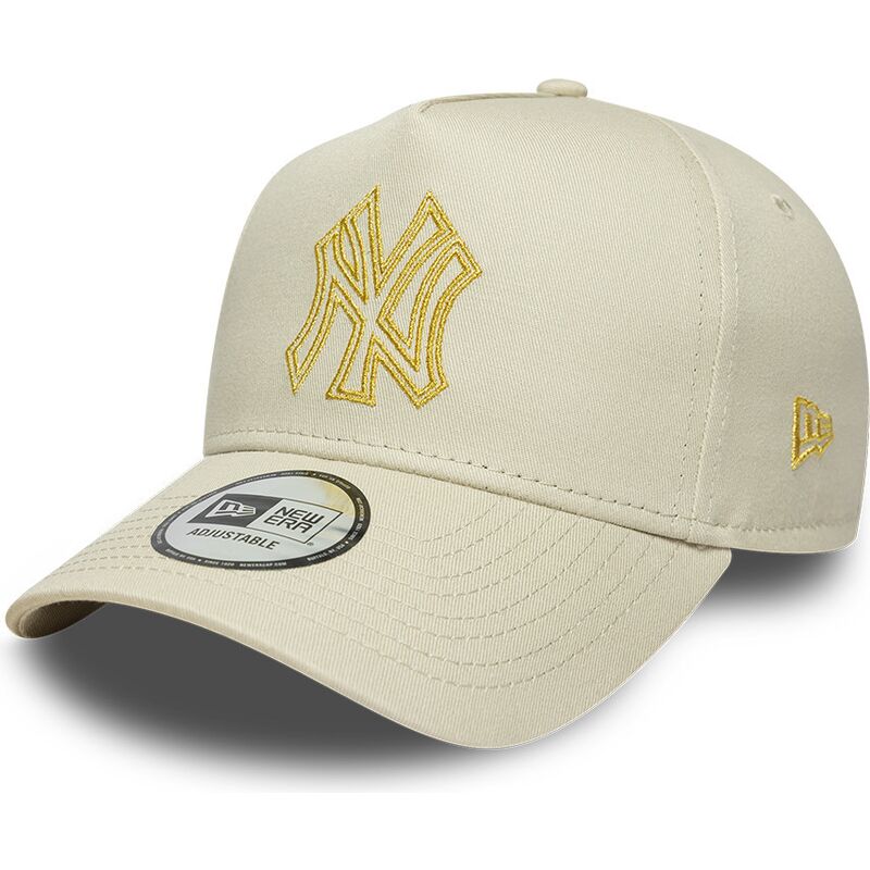 casquette-courbee-beige-snapback-avec-logo-dore-e-frame-metallic-outline-new-york-yankees-mlb-new-era casquette-courbee-beige-snapback-avec-logo-dore-e-frame-metallic-outline-new-york-yankees-mlb-new-era