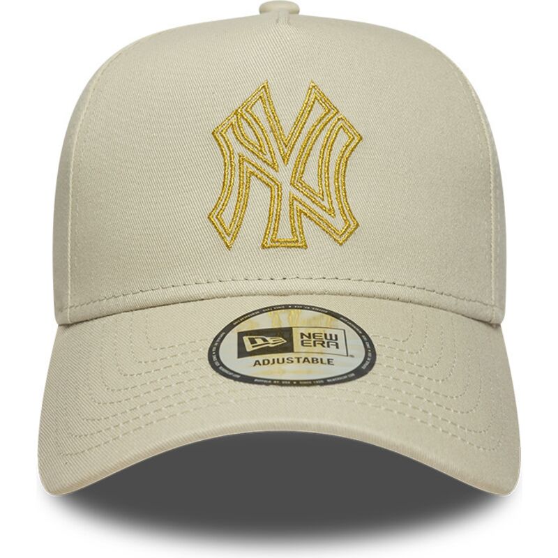 casquette-courbee-beige-snapback-avec-logo-dore-e-frame-metallic-outline-new-york-yankees-mlb-new-era casquette-courbee-beige-snapback-avec-logo-dore-e-frame-metallic-outline-new-york-yankees-mlb-new-era