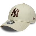 casquette-courbee-beige-snapback-avec-logo-marron-9forty-m-crown-new-york-yankees-mlb-new-era