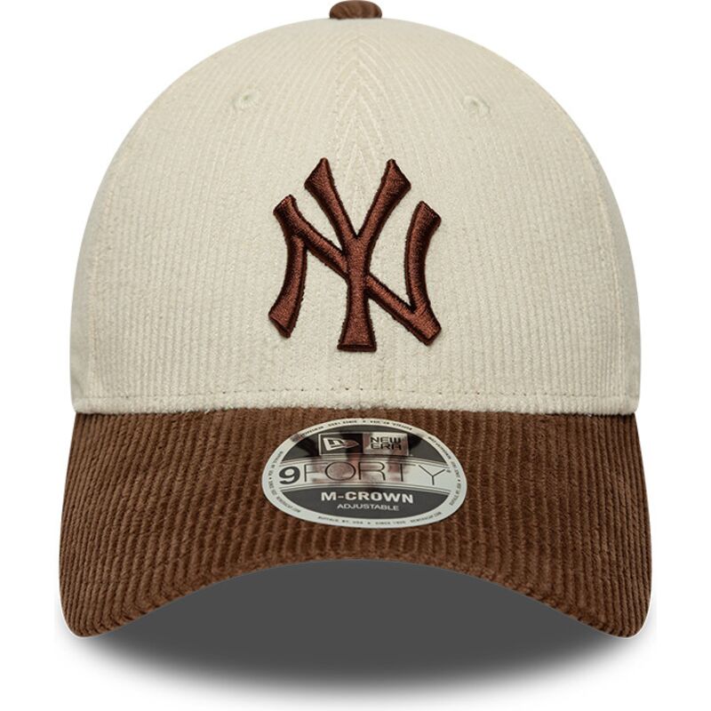 casquette-courbee-marron-et-beige-ajustable-avec-logo-marron-9forty-m-crown-cord-new-york-yankees-mlb-new-era casquette-courbee-marron-et-beige-ajustable-avec-logo-marron-9forty-m-crown-cord-new-york-yankees-mlb-new-era