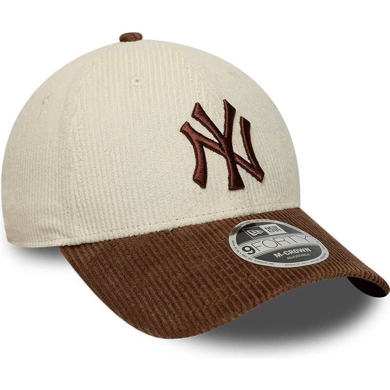 casquette-courbee-marron-et-beige-ajustable-avec-logo-marron-9forty-m-crown-cord-new-york-yankees-mlb-new-era casquette-courbee-marron-et-beige-ajustable-avec-logo-marron-9forty-m-crown-cord-new-york-yankees-mlb-new-era