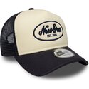 casquette-trucker-bleue-marine-et-beige-a-frame-oval-foam-patch-new-era