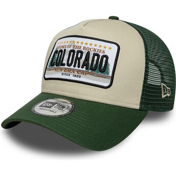 Casquette trucker verte et beige A Frame License Plate Colorado New Era
