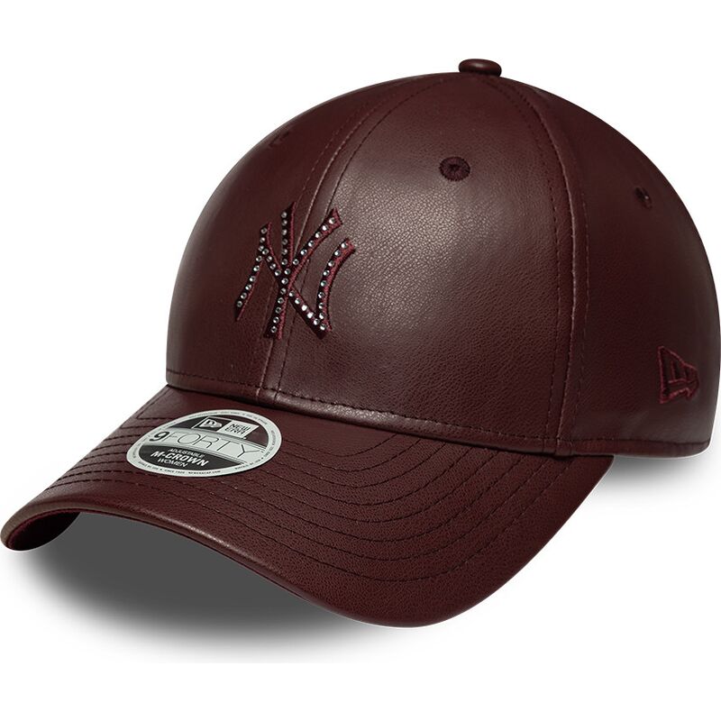 casquette-courbee-marron-snapback-pour-femme-9forty-m-crown-pu-diamante-new-york-yankees-mlb-new-era