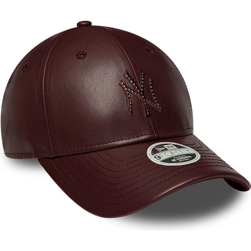 casquette-courbee-marron-snapback-pour-femme-9forty-m-crown-pu-diamante-new-york-yankees-mlb-new-era