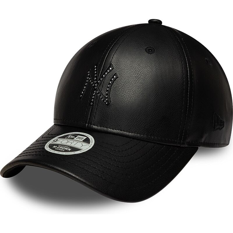 casquette-courbee-noire-snapback-pour-femme-avec-logo-noir-9forty-m-crown-pu-diamante-new-york-yankees-mlb-new-era