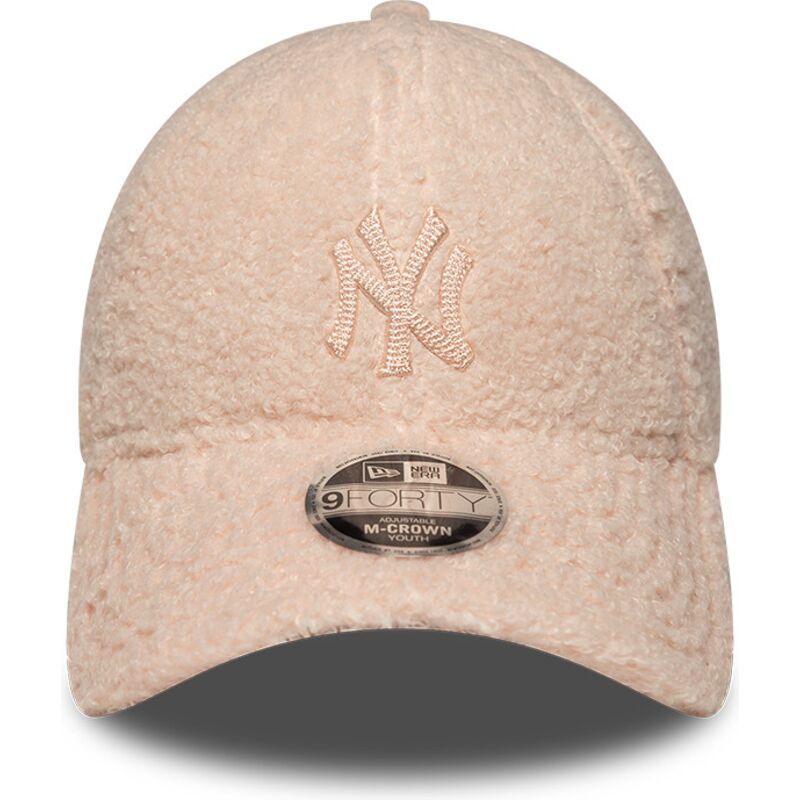 casquette-courbee-rose-snapback-pour-enfant-avec-logo-rose-9forty-m-crown-winter-borg-new-york-yankees-mlb-new-era casquette-courbee-rose-snapback-pour-enfant-avec-logo-rose-9forty-m-crown-winter-borg-new-york-yankees-mlb-new-era