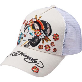 Casquette trucker beige Tokyo Geisha Ed Hardy