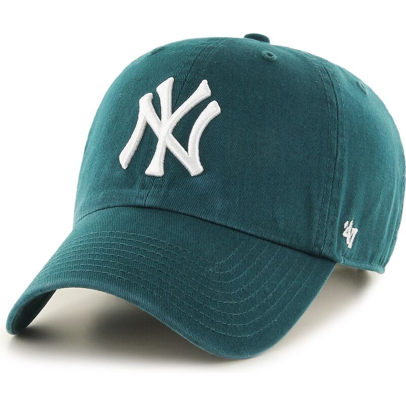 casquette-courbee-verte-ajustable-clean-up-no-loop-label-pacific-green-new-york-yankees-mlb-47-brand