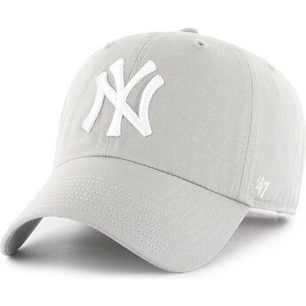 Casquette courbée grise claire ajustable Clean Up No Loop Label New York Yankees MLB 47 Brand