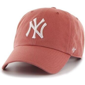 Casquette courbée rouge claire ajustable Clean Up No Loop Label Island Red New York Yankees MLB 47 Brand