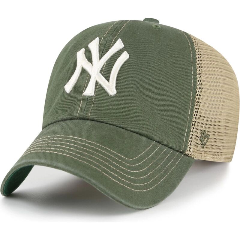 casquette-trucker-verte-et-beige-clean-up-trawler-new-york-yankees-mlb-47-brand