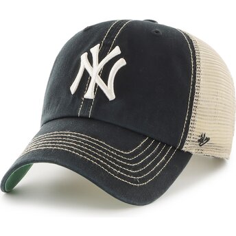 Casquette trucker noire et beige Clean Up Trawler New York Yankees MLB 47 Brand